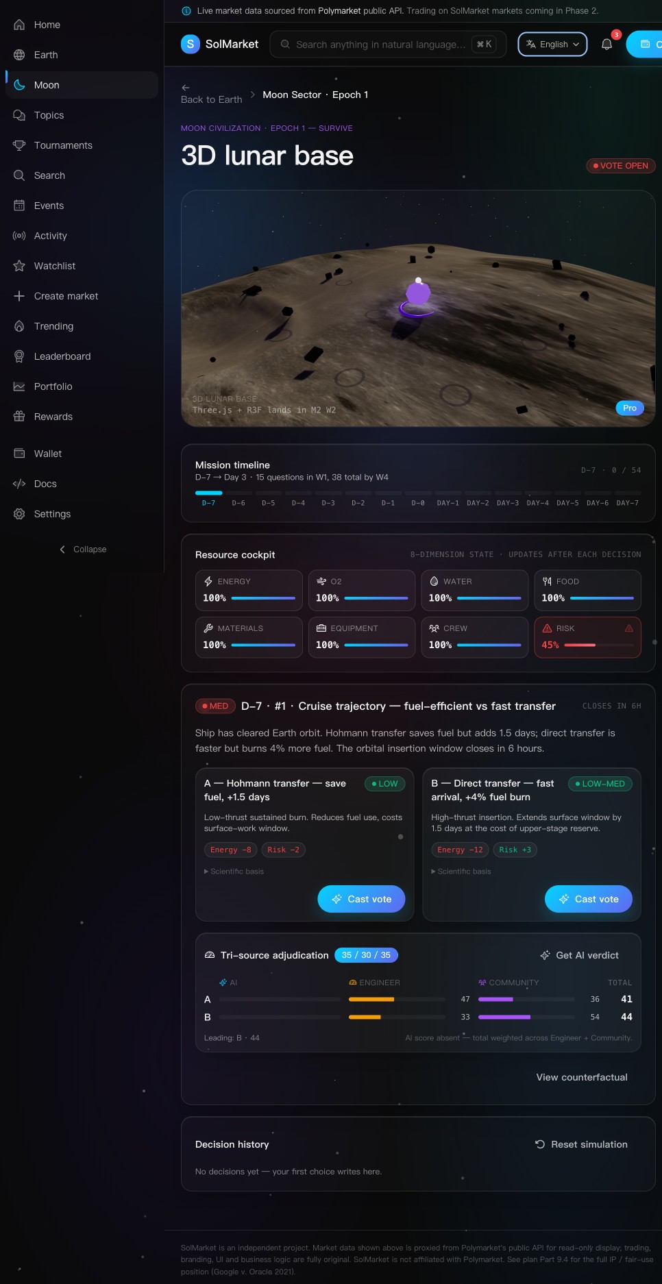 Moon Sector — full live page